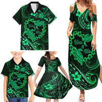 Polynesian Turtle Valentine Family Matching Summer Maxi Dress and Hawaiian Shirt You And Me Green Hibiscus Heart LT01 - Polynesian Pride