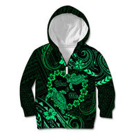 Polynesian Turtle Valentine Kid Hoodie You And Me Green Hibiscus Heart LT01 Zip Hoodie Green - Polynesian Pride