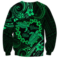 Polynesian Turtle Valentine Sweatshirt You And Me Green Hibiscus Heart LT01 - Polynesian Pride