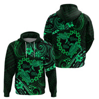 Polynesian Turtle Valentine Zip Hoodie You And Me Green Hibiscus Heart LT01 - Polynesian Pride