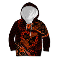 Polynesian Turtle Valentine Kid Hoodie You And Me Orange Hibiscus Heart LT01 Hoodie Orange - Polynesian Pride