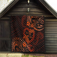 Polynesian Turtle Valentine Quilt You And Me Orange Hibiscus Heart LT01 - Polynesian Pride
