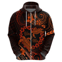 Polynesian Turtle Valentine Zip Hoodie You And Me Orange Hibiscus Heart LT01 - Polynesian Pride