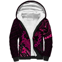 Polynesian Turtle Valentine Sherpa Hoodie You And Me Pink Hibiscus Heart LT01 Unisex Pink - Polynesian Pride