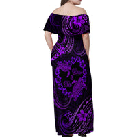 Polynesian Turtle Valentine Family Matching Off Shoulder Maxi Dress and Hawaiian Shirt You And Me Purple Hibiscus Heart LT01 - Polynesian Pride