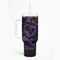 Polynesian Turtle Valentine Tumbler With Handle You And Me Purple Hibiscus Heart