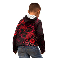 Polynesian Turtle Valentine Kid Hoodie You And Me Red Hibiscus Heart LT01 - Polynesian Pride