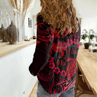 Polynesian Turtle Valentine Women Casual Shirt You And Me Red Hibiscus Heart LT01 - Polynesian Pride