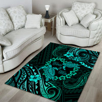 Polynesian Turtle Valentine Area Rug You And Me Turquoise Hibiscus Heart LT01 - Polynesian Pride