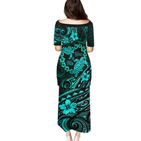 Polynesian Turtle Valentine Family Matching Puletasi and Hawaiian Shirt You And Me Turquoise Hibiscus Heart LT01 - Polynesian Pride