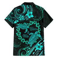 Polynesian Turtle Valentine Family Matching Tank Maxi Dress and Hawaiian Shirt You And Me Turquoise Hibiscus Heart LT01 - Polynesian Pride