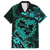 Polynesian Turtle Valentine Hawaiian Shirt You And Me Turquoise Hibiscus Heart LT01 Turquoise - Polynesian Pride