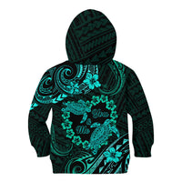 Polynesian Turtle Valentine Kid Hoodie You And Me Turquoise Hibiscus Heart LT01 - Polynesian Pride