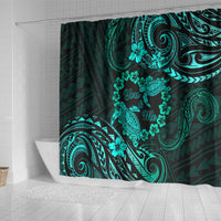 Polynesian Turtle Valentine Shower Curtain You And Me Turquoise Hibiscus Heart LT01 - Polynesian Pride