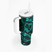 Polynesian Turtle Valentine Tumbler With Handle You And Me Turquoise Hibiscus Heart