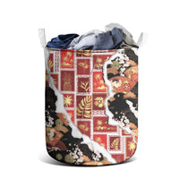 Hawaii Japanese Culture Black Laundry Basket Spring Cranes Aloha Pattern