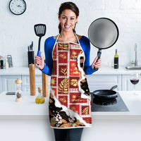 Hawaii Japanese Culture Black Apron Spring Cranes Aloha Pattern