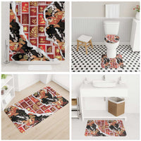 Hawaii Japanese Culture Black Bathroom Set Spring Cranes Aloha Pattern