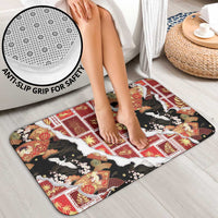 Hawaii Japanese Culture Black Bathroom Set Spring Cranes Aloha Pattern