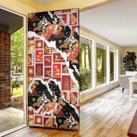 Hawaii Japanese Culture Black Door Cover Spring Cranes Aloha Pattern