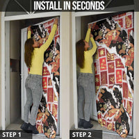 Hawaii Japanese Culture Black Door Cover Spring Cranes Aloha Pattern