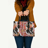 Hawaii Japanese Culture Black Leather Bag Spring Cranes Aloha Pattern