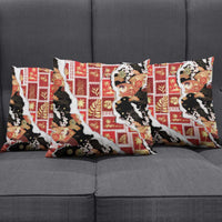 Hawaii Japanese Culture Black Pillow Cover Spring Cranes Aloha Pattern