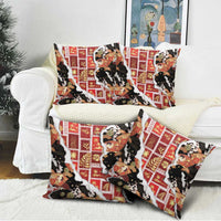 Hawaii Japanese Culture Black Pillow Cover Spring Cranes Aloha Pattern
