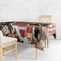 Hawaii Japanese Culture Black Tablecloth Spring Cranes Aloha Pattern