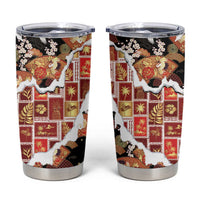 Hawaii Japanese Culture Black Tumbler Cup Spring Cranes Aloha Pattern