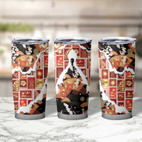 Hawaii Japanese Culture Black Tumbler Cup Spring Cranes Aloha Pattern