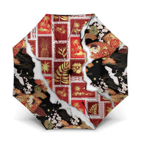 Hawaii Japanese Culture Black Umbrella Spring Cranes Aloha Pattern
