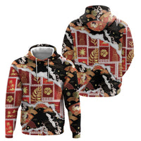 Hawaii Japanese Culture Black Zip Hoodie Spring Cranes Aloha Pattern LT01 - Polynesian Pride