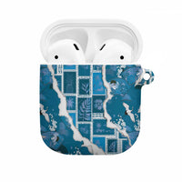 Hawaii Japanese Culture Blue AirPods Case Spring Cranes Aloha Pattern