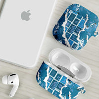Hawaii Japanese Culture Blue AirPods Case Spring Cranes Aloha Pattern