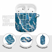 Hawaii Japanese Culture Blue AirPods Case Spring Cranes Aloha Pattern