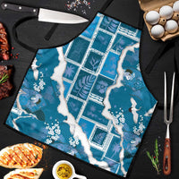 Hawaii Japanese Culture Blue Apron Spring Cranes Aloha Pattern