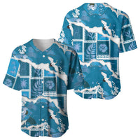 Hawaii Japanese Culture Blue Baseball Jersey Spring Cranes Aloha Pattern