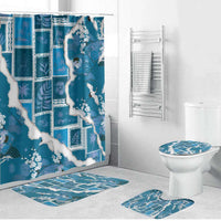 Hawaii Japanese Culture Blue Bathroom Set Spring Cranes Aloha Pattern