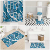 Hawaii Japanese Culture Blue Bathroom Set Spring Cranes Aloha Pattern
