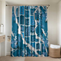 Hawaii Japanese Culture Blue Bathroom Set Spring Cranes Aloha Pattern