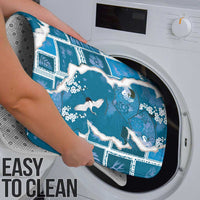 Hawaii Japanese Culture Blue Bathroom Set Spring Cranes Aloha Pattern