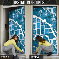 Hawaii Japanese Culture Blue Door Cover Spring Cranes Aloha Pattern