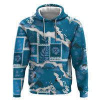 Hawaii Japanese Culture Blue Hoodie Spring Cranes Aloha Pattern LT01 Pullover Hoodie Blue - Polynesian Pride
