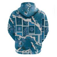 Hawaii Japanese Culture Blue Hoodie Spring Cranes Aloha Pattern LT01 - Polynesian Pride