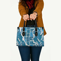 Hawaii Japanese Culture Blue Leather Bag Spring Cranes Aloha Pattern