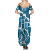 Hawaii Japanese Culture Blue Summer Maxi Dress Spring Cranes Aloha Pattern LT01 - Polynesian Pride