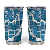 Hawaii Japanese Culture Blue Tumbler Cup Spring Cranes Aloha Pattern