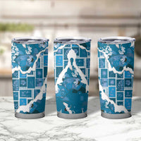 Hawaii Japanese Culture Blue Tumbler Cup Spring Cranes Aloha Pattern