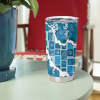 Hawaii Japanese Culture Blue Tumbler Cup Spring Cranes Aloha Pattern